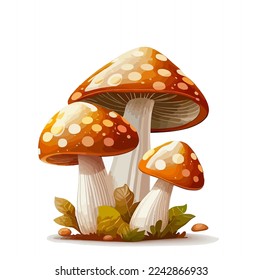 Cartoon mushrooms. Vector illustration, print for background, print on fabric, paper, wallpaper, packaging.