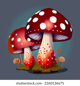 Cartoon mushrooms. Vector illustration, print for background, print on fabric, paper, wallpaper, packaging.