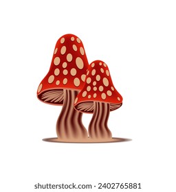 Cartoon mushrooms. Vector illustration, print for background, print on fabric, paper, wallpaper, packaging.	