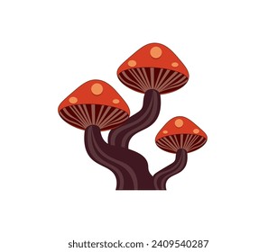 Cartoon mushrooms. Vector illustration, print for background, print on fabric, paper, wallpaper, packaging.