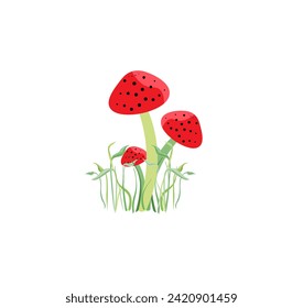 Cartoon mushrooms. Vector illustration, print for background, print on fabric, paper, wallpaper, packaging.	