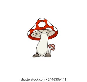 Cartoon mushrooms. Vector illustration, print for background, print on fabric, paper, wallpaper, packaging.	