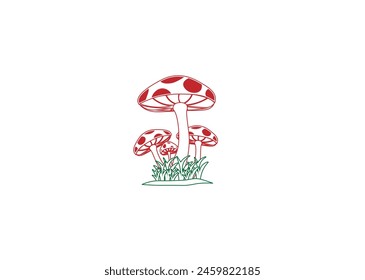 Cartoon mushrooms. Vector illustration, print for background, print on fabric, paper, wallpaper, packaging.