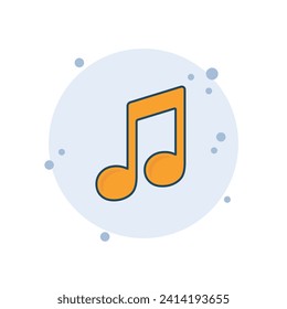 Cartoon music note icon vector illustration. Quaver on bubbles background. Sound sign concept.