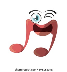 cartoon music note symbol wink vector illustration eps 10