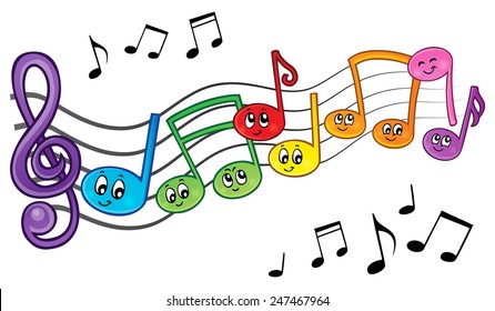 Cartoon Music Notes Theme Image 2 - Eps10 Vector Illustration.