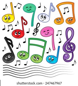 Cartoon Music Notes Theme Image 1 - Eps10 Vector Illustration.