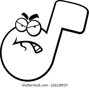 A cartoon musical note with an angry expression.