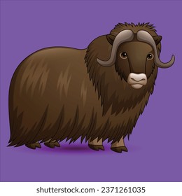 Cartoon musk ox isolated character design illustration