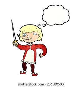 cartoon musketeer with thought bubble