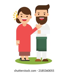 Cartoon muslim celebrating Eid al fitr