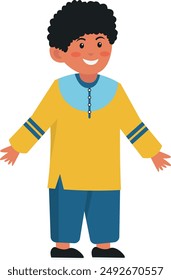 Cartoon Muslim Character Isolated on White Background. Vector Illustration