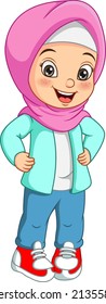 Cartoon muslim girl in hijab posing