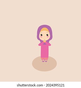 cartoon muslim girl wearing a beautiful hijab