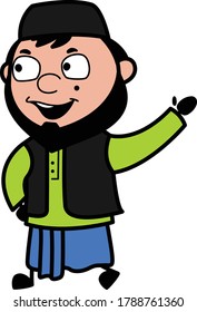 Cartoon Muslim Man saying Hello Vector Illustration