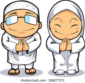 Cartoon of Muslim Man Woman
