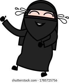 Cartoon Muslim Woman Laughing Design Illustration