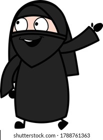 Cartoon Muslim Woman saying Hello Vector Illustration