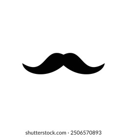 Diseño de icono de Vector plano blanco y negro de bigote de dibujos animados. Símbolo de bigote y arte de Clip