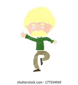 cartoon mustache man disco dancing