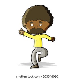 cartoon mustache man disco dancing