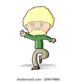 cartoon mustache man disco dancing