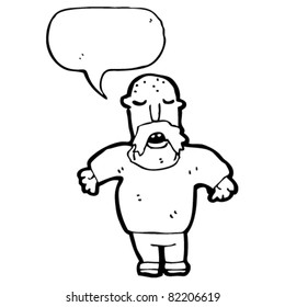 cartoon mustache man talking