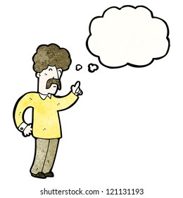 mostache de dibujos animados hombre con burbuja de pensamientos