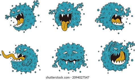 cartoon mutant virus varian monster set