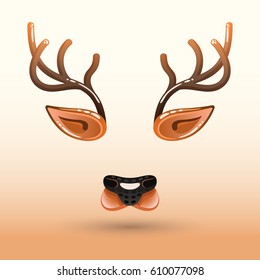 Cartoon muzzle of a deer face. Can be used for mobile applications, decorating photos and other entertainment games.