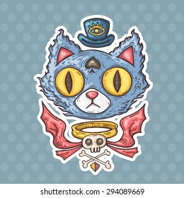 cartoon mysterious cat