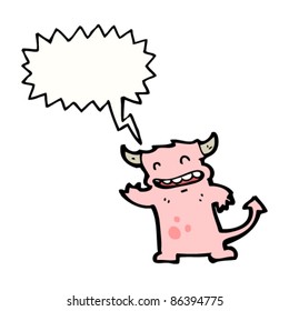 caricatura desnudo pequeño demonio con burbuja de habla