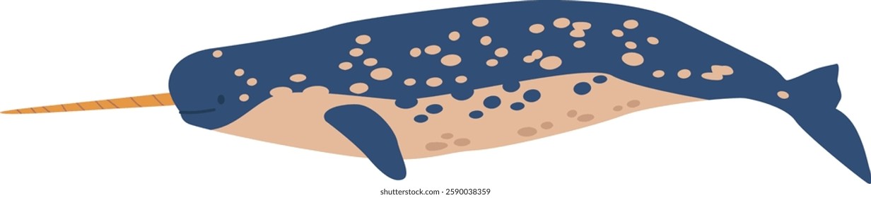 Cartoon narwhal arctic underwater animal