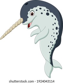 Cartoon narwhal isolated on white background