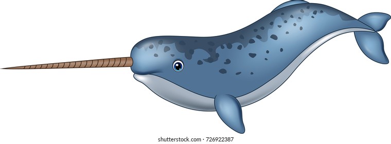 Cartoon narwhal isolated on white background