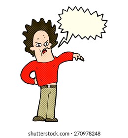 cartoon nasty boy with speech bubble