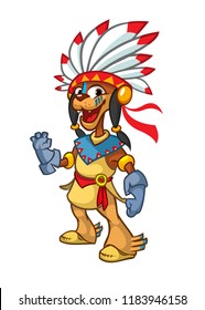 Cartoon native american indian character. Illustration clipart