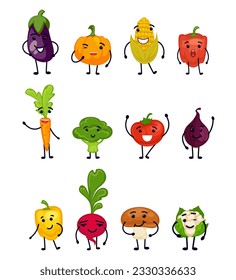 Cute Vegetables Cartoons Characters .vector Stock Vector