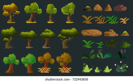 Cartoon Nature Elements Set for you design. Vector illustration. You can edit it with illustrator software