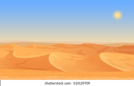 Cartoon nature empty sand desert landscape vector illustration