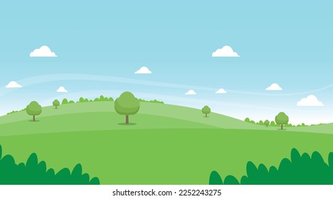 Cartoon Nature Landscape Background, Vector Background