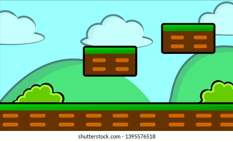 Cartoon nature landscape with mountains Background vector illustration use for banner, web design, magazine, book, graphics, print, wallpaper, game mobile
