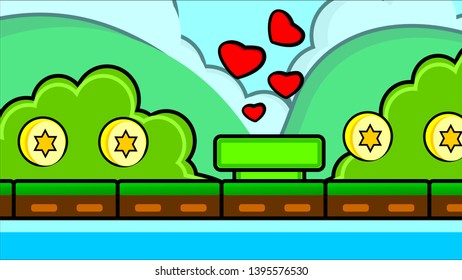 Cartoon nature landscape with mountains Background vector illustration use for banner, web design, magazine, book, graphics, print, wallpaper, game mobile