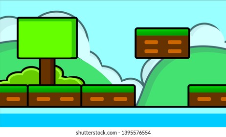 Cartoon nature landscape with mountains Background vector illustration use for banner, web design, magazine, book, graphics, print, wallpaper, game mobile