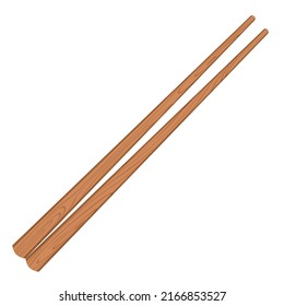 Cartoon nature wooden kitchenware utensil chopsticks with wood grain texture