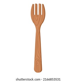 Cartoon Nature Wooden Kitchenware Utensil Fork With Wood Grain Texture