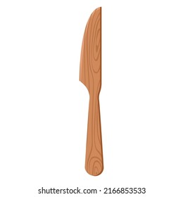 Cartoon nature wooden kitchenware utensil knife with wood grain texture