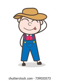 Cartoon Naughty Boy Blushing and Smiling Vector
