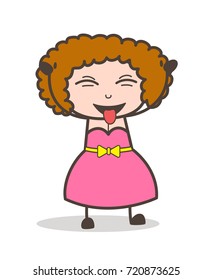 Cartoon Naughty Lady Laughing and Teasing Tongue Vector