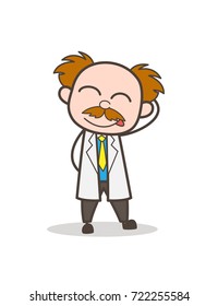 Cartoon Naughty Scientist Blushing Vector Illustration